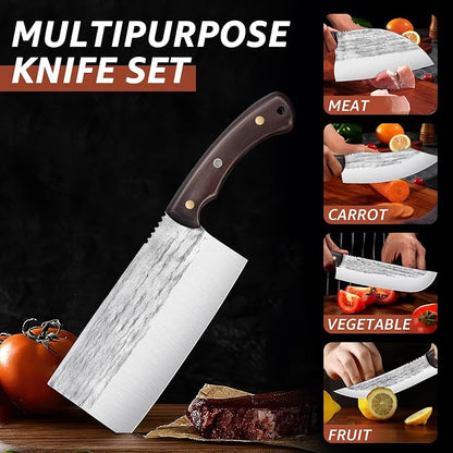 TIJERAS 14PCS Butcher Knife Set for Meat Cutting, Premium Japanese Chef Knives with Bag, High Carbon Steel BBQ Cooking Kitchen Knives Set, Gifts for Men Women