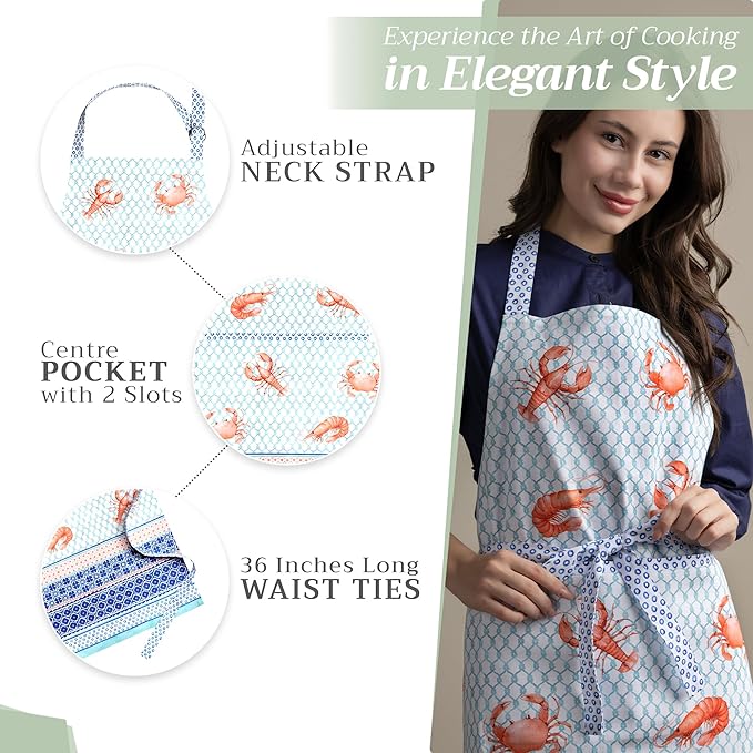 Maison d' Hermine 100% Cotton Apron for women with Pocket Kitchen Chef Apron for Men Cooking Spring Summer