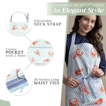 Maison d' Hermine 100% Cotton Apron for women with Pocket Kitchen Chef Apron for Men Cooking Spring Summer