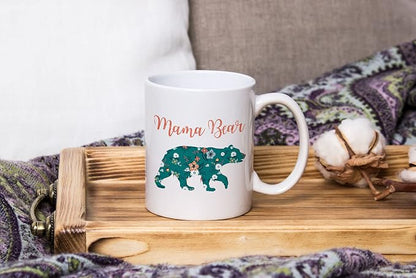 Vintage Floral Mama Bear Coffee Mug, Mother's Day Gifts, Gifts For Mom From Daughter Son, Mama Bear Floral Mugs, Floral Mom Graphic, Mothers Day Cozy Novelty Tea Cup