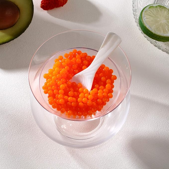 Glass Caviar Serving Set with 2 Pcs Mother of Pearl Spoons 3.2 Inch Caviar Dish Chiller Server Set with Ice Holder for Egg, Ice Cream, Coffee, Restaurant Serving
