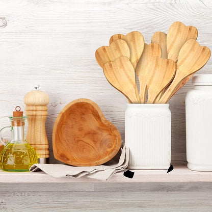 Heart Shaped Wooden Spoon 12 Inch Bamboo Kitchen Utensils Love Heart Spatula Kitchen Serving Spoons for Mixing Cooking Baking Stirring Hostess Gifts Mother's Day Wedding (8 Pcs)