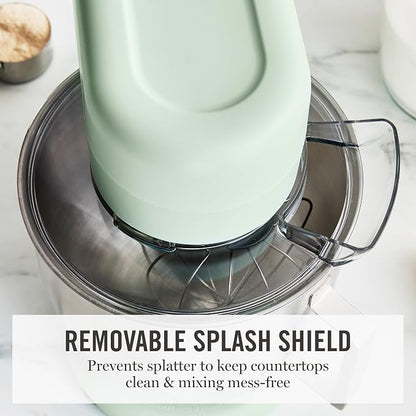Martha Stewart 5.3Qt Stand Mixer, 12-Speed Tilt-Head Electric Kitchen Mixer with Stainless Steel Bowl, Dough Hook, Whisk & Beater, Splash Guard, Ideal for Baking Bread, Cake & Whipping, Honeydew Green
