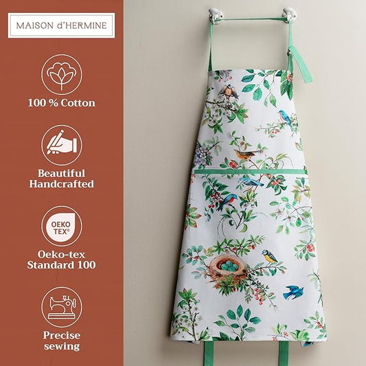 Maison d' Hermine 100% Cotton Apron for women with Pocket Kitchen Chef Apron for Men Cooking Spring Summer