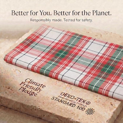 Urban Villa Christmas Kitchen Towels 100% Cotton Dish Towels for Kitchen (Set of 6) 20”x30” Dish Cloths Absorbent Kitchen Linen Set with Hanging Loop Perfect for Drying Dishes Cleaning – Christ Check