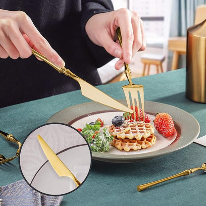 Lemeya 20-Piece Gold Silverware Set for 4,Modern 18/10 Stainless Steel Flatware Set,Unique Rustic Cutlery Utensils Set,Spoon and Fork Set for Home, Restaurant,Wedding,Mirror Polished,Dishwasher Safe