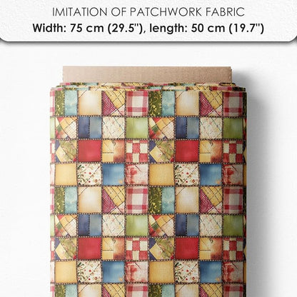 Patchwork Globe Cotton Fabric Panel – 6 Designs (10×10 inch Each) + Bonus Sheet 29.5×19.6 inch, 100% Cotton 140 GSM, Made in Türkiye