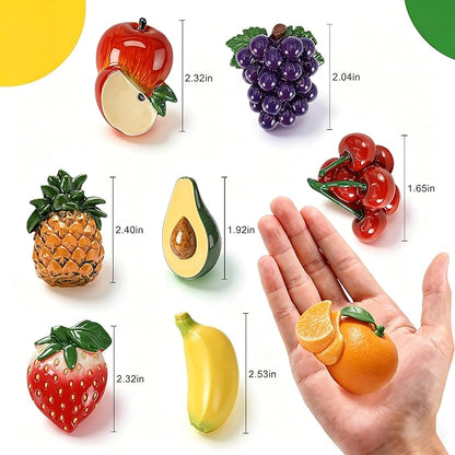Renmxj 8 Pcs Mini Resin Fruit Magnets for Fridge, Cute Tiny Decorative Fridge Magnets, for Kitchen Refrigerator Office Locker Decoration(Multicolor)