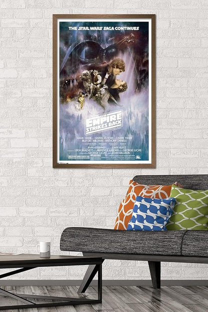 Trends International Star Wars: The Empire Strikes Back - The Saga Continues One Sheet Wall Poster, 22.375" x 34", Bronze Framed Version