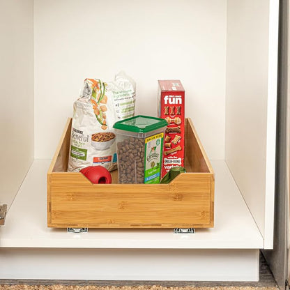 Household Essentials Glidez Bamboo and Steel 1-Tier Pull-Out/Slide-Out Storage Organizer, 14" Wide, Natural