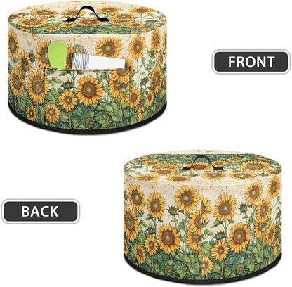 Musical Notes Sunflower Slow Cooker Dust Cover Crock for Pot Cover Fits 6-8 qt Oval Slow Cooker Small Appliance Protection Cover with Pocket Kitchen Accessories Decor