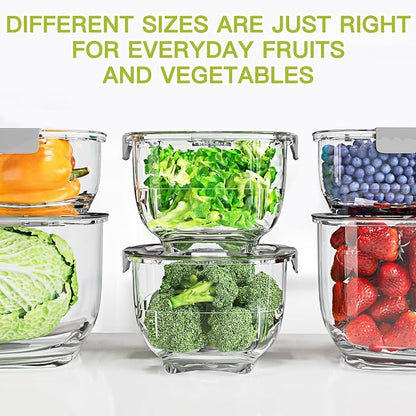 LUXEAR Fresh Produce Vegetable Fruit Storage Containers 3Piece Set, BPA-free Fridge Storage Container, Partitioned Salad Container, Fridge Organizers, Used in Storing Fruits Vegetables, Gray