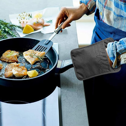 5Pack Pocket Pot Holders Cotton Heat Resistant Potholder Multipurpose Hot Pads Machine Washable Oven Mitts Cooking Pads Bulk for Daily Kitchen Baking and Cooking 8.9 x 6.9 Inch Grey