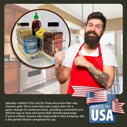 Vertical Spice - Large Pullout Sliding Spice Rack Organizer - 2 Individual 1 Tier Drawers - Premium Rolling Seasoning Holder/Caddy for Hidden Pantry Storage - Made in USA (6.9''W x 5.0" H x 10.6''D)