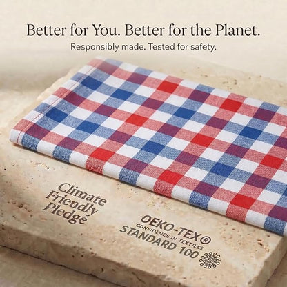 Urban Villa July 4th KitchenTowels Red/Blue/White DishTowels 100% Cotton (Set of 6) 20X30 Inches Buffalo Checks Highly Absorbent Soft Durable Reusable & Washable Kitchen Towels