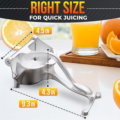 Hand Juicer Squeezer - Gets Every Last Drop Fast - Manual Juicer Hand Press for Lemon, Orange, Lime, Grapefruit and Pomegranate | 20 oz Aluminum Bowl, Pour Spout, Lemon Squeezer with Ergonomic Handle