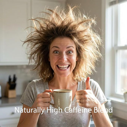JUMP START JO: High Caffeine Organic Coffee, 2 lb, Ground | Natural Extra Energy Boost, Medium-Dark Roast, Strong Bold Smooth, Dense Crema, USDA Fair Trade Organic Kosher Certified