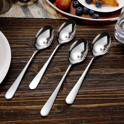 KEAWELL Louise Premium 2 Piece Serving Spoons and 2 Piece Serving Slotted Spoons – 9 inches – 18/10 Stainless Steel - Uniting Elegance and Durability - Exquisite Serving Utensils for Parties