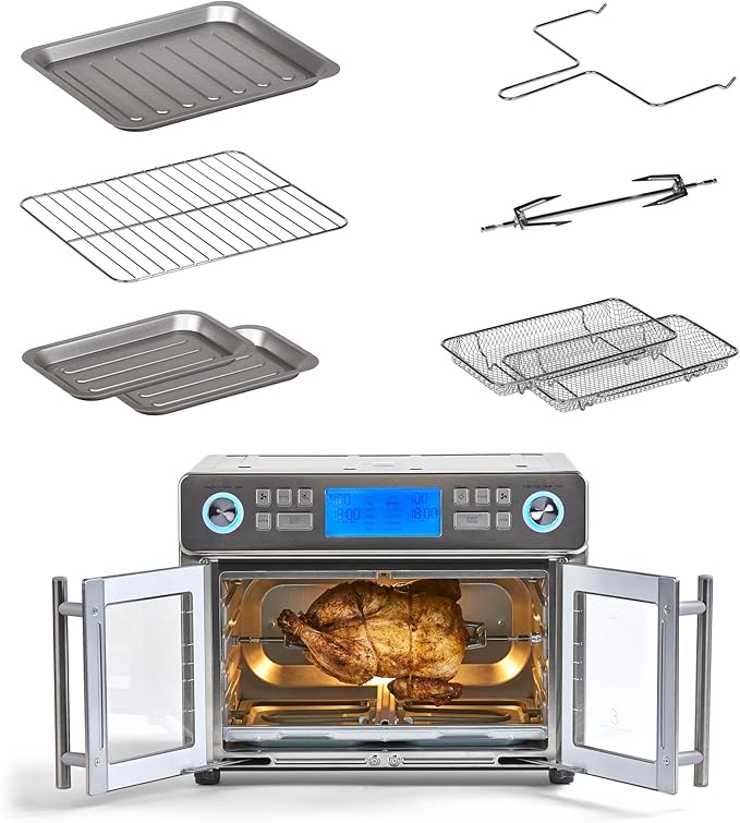 Emeril Lagasse Dual Zone 360 Air Fryer Oven Combo with French Door, 25 QT Extra Large, Cook Two Foods in Different Ways, Up to 60% Faster from Frozen to Finish