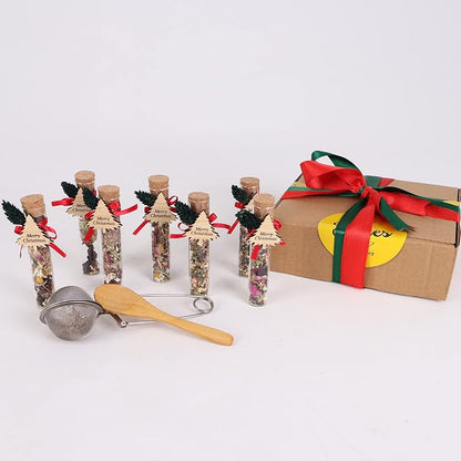 HTF Pack of 5 Christmas Decorations, Tea Party Favors for Women, New Years Eve Party Supplies, Christmas Gifts, Coworker New Year, Happy Holiday Personalized Tea Favors (CH, Tree)