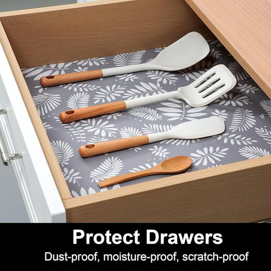 Cooyes Drawer and Shelf Liner, Non-Adhesive Shelf Liners for Kitchen Cabinets, Thick Strong Grip Mats for Desk, Shelves, Bathroom Drawers, Fridge, Cabinet Protection（23.6" W x 119" L）