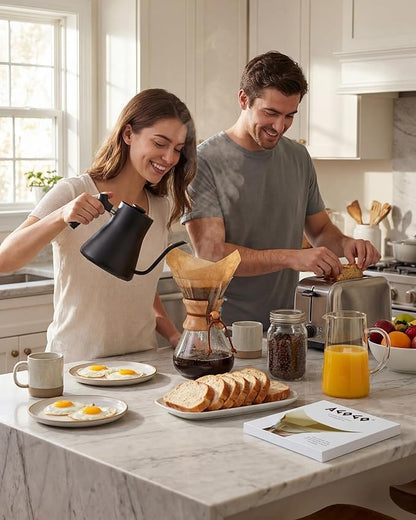 AGOGO Pour Over Coffee Maker Glass with 50pcs Paper Filters -for Home, Office, Camping, Cafes - Easy Clean Coffee Dripper Set (Soft Towel&Brush)(34oz Classic w/Paper Filters)