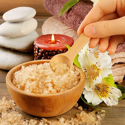 HANSGO 24PCS Mini Wooden Spoons, 3 Inches Small Bath Salt Spoon Wooden Little Teaspoons for Sugar Scrub Jars Spice Condiments Jam