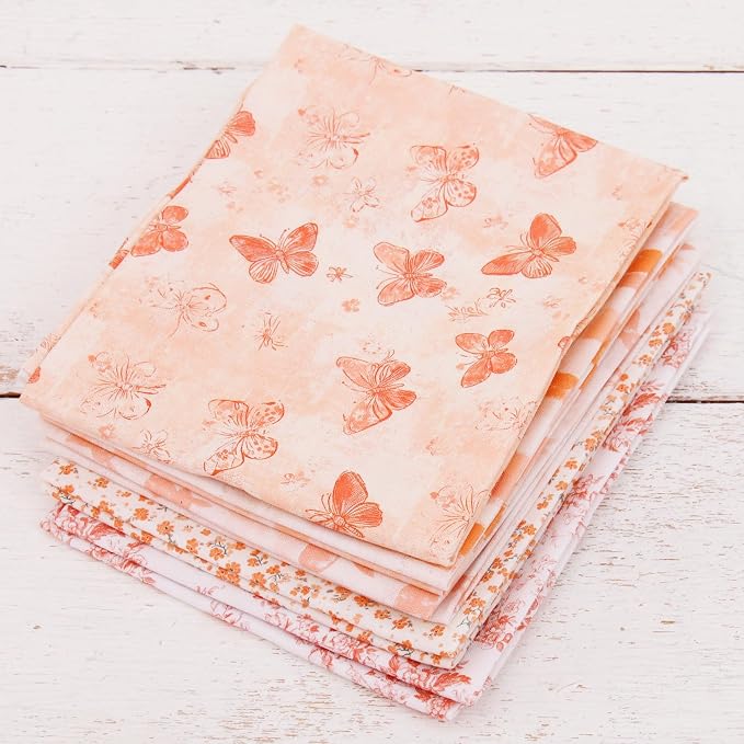Threadart Exclusive 5 Fat Quarter Bundles - Coral Vintage Prints 100% Cotton Fabric - Premium 100% Cotton Quilting Fabric - No Duplicates - Full Size Fat Quarters 18"x21" - Coral