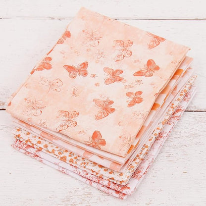 Threadart Exclusive 5 Fat Quarter Bundles - Coral Vintage Prints 100% Cotton Fabric - Premium 100% Cotton Quilting Fabric - No Duplicates - Full Size Fat Quarters 18"x21" - Coral
