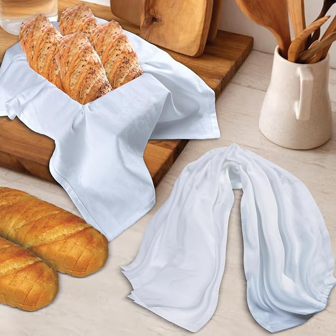 Urban Villa Kitchen Towels 100% Cotton Dish Towels for Kitchen(Set of 3)20”x30” Dish Cloths Highly Absorbent Kitchen Linen Set with Hanging Loop Perfect for Drying Dishes Cleaning Hand Towels – White
