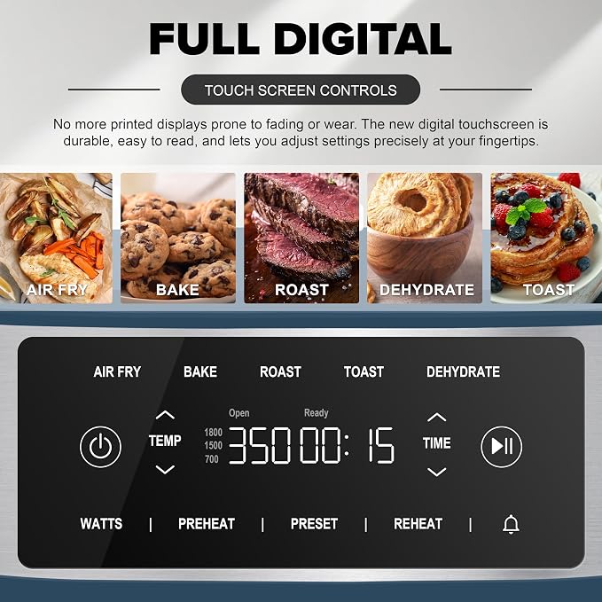 Nuwave Brio Plus 6-in-1 Air Fryer, 7-Qt Large Capacity, 50°F–400°F Precise Temp Control, Non-Toxic PFAS-Free Nonstick, Air Fry, Bake, Roast, Toast, Dehydrate, Reheat, 100 Presets, Dishwasher Safe