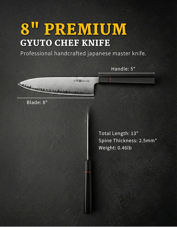 Chef Knife 8 Inch - Hand Forged Kitchen Knife with 67-Layer Japanese Damascus Steel, AUS-10 Core & G10 Handle - Ultra Sharp, Perfectly Balanced Gyuto Knife for Home Chefs and Professionals