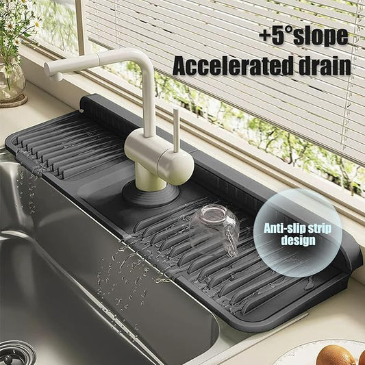 STARGAZ STARGAZ Silicone Faucet Mat For Kitchen Sink,Sink Back Splash Guard, Faucet Draining Mat,Kitchen Sink Rubber Mat,Bathroom Sink Sink Mat,Soap Dish,Silicone Sink Protector(24”×5.5”)