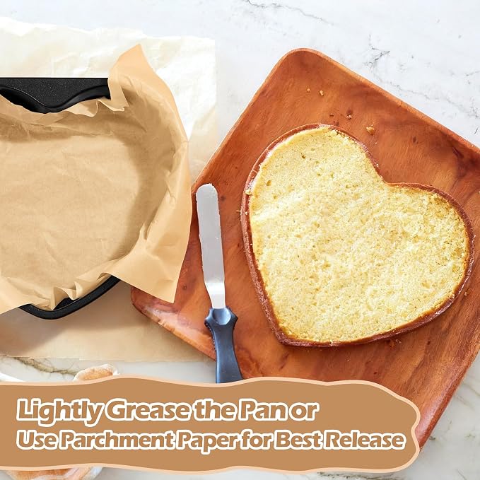 E-far 9.5 Inch Heart Cake Pan, 2Pcs Nonstick Heart Shaped Cake Mold, Large Cake Tin Baking Pan for Valentine’s Day Anniversaries Wedding Birthday, Easy Release & Clean