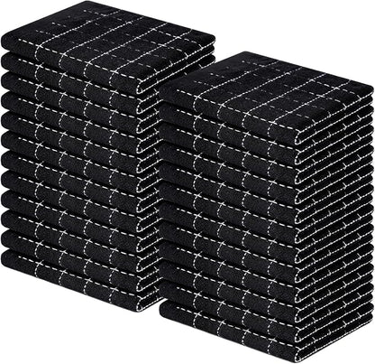 Homaxy 100% Cotton Terry Kitchen Dish Cloths, Ultra Soft and Absorbent Dish Towels for Kitchen, Suitable for Drying and Washing Dishes, 24 Pack, 12 x 12 Inches, Black