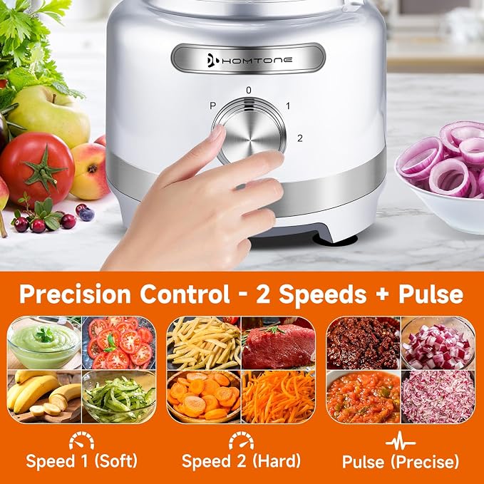 Homtone 16 Cup Food Processor Large, 9-in-1 for Home Kneading, Chopping, French Fries