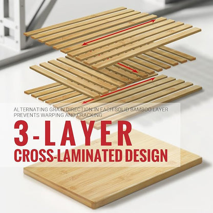 Bamboo Cutting Board for Kitchen - Wood Chopping & Charcuterie Board | Made with Moso Bamboo - Double Sided Pre Oiled (13.2" x 9.8" / 33.5 x 25 cm)