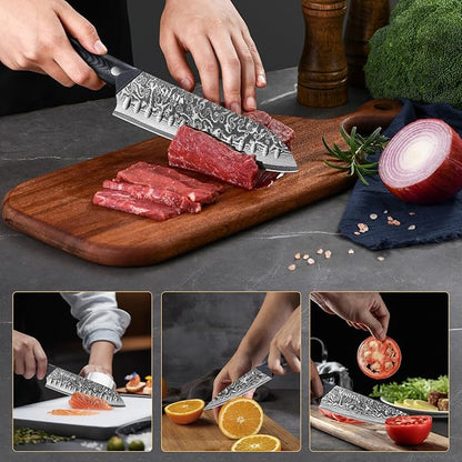 MOSFiATA 3PCS Knife,Kitchen Knives Set with VG10 Steel, Ultra-Sharp Professional Chef Knife Set and Full Tang G10 Handle, Gift Box