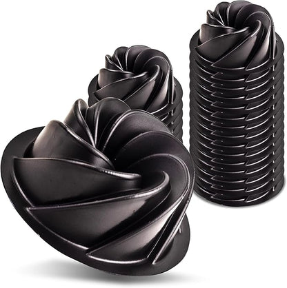 O'Creme Bakeable Plastic Mini Swirl Cake Pan, Baking Pan With Non-Stick Silicone, Reusable nonstick baking molds, Durable, Lightweight, Easy Storage for Baking and Much More - 25 QTY Pack