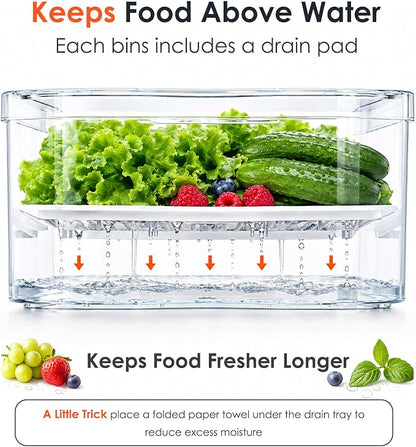 SMRCAD Fridge Organizers and Storage, 8 Pack Clear Freezer Organizer Bins with Lids for Kitchen, Pantry, Refrigerator, Food, Fruit, Vegetable Storage (8 Bins (Include Pull-out Drawer))