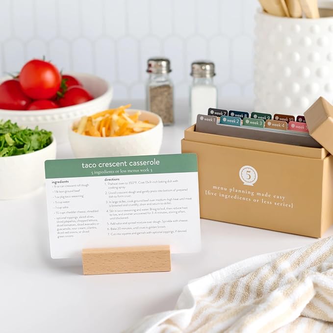 PPP Meal Planner with 72 Recipe Cards (5 Ingredients or Less – Photo Edition) | Weekly Menu Planner | Sturdy Box | 12 Reusable Grocery Lists | 5 Blank Recipe Cards | Card Protector | Recipe Ideas