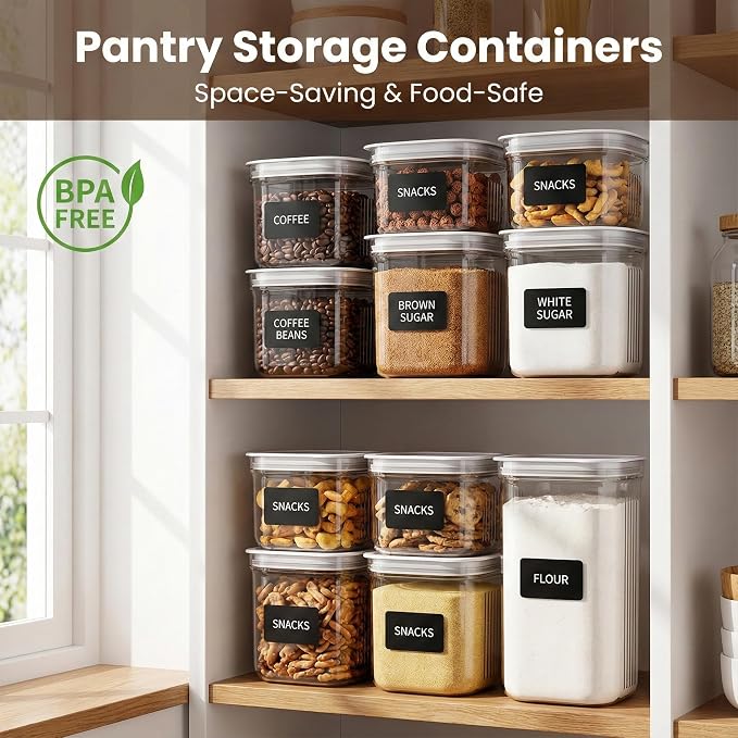 Airtight Food Storage Containers with Lids, 4 Pcs Set BPA Free Clear Kitchen Pantry Organization Canisters for Herbs, Coffee, Tea - Keeps Food Fresh & Dry (Transparent - 3pcs)