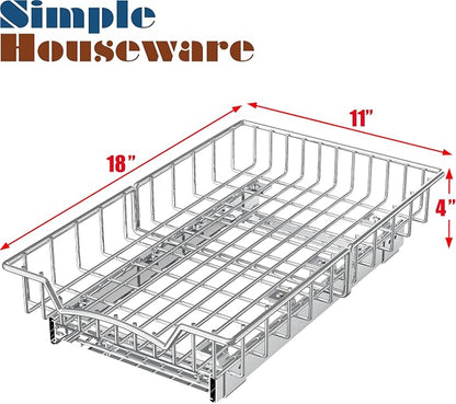 Simple Houseware Under Cabinet Pull Out Sliding Shelf Drawer Organizer, 18" D x 11" W