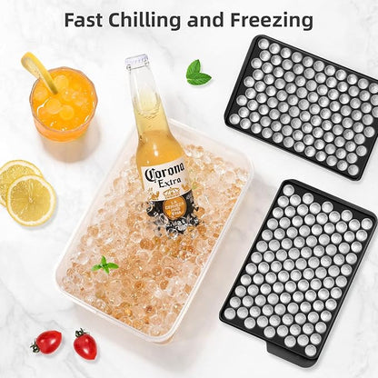WIBIMEN Mini Ice Cube Trays, 0.55” Tiny Pebble Ice for Iced Coffee & Cocktails, Fast Chill, Easy Twist Release, Stackable with Lid & Storage Bin (4 Pack, Black)