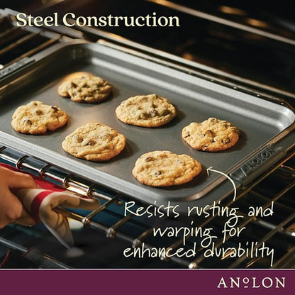 Anolon Advanced Nonstick Bakeware/Baking Sheet and Cooling Rack Set, 2 Piece, Gray