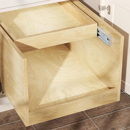 LOVMOR Retractable Double-Drawer Pull Out Cabinet Organizer 10½” W x 21” D Soft Close Cabinet Drawers Slide Out with Full Extension Rail Slides Cabinet Pull Out Shelves for kitchen Cabinets
