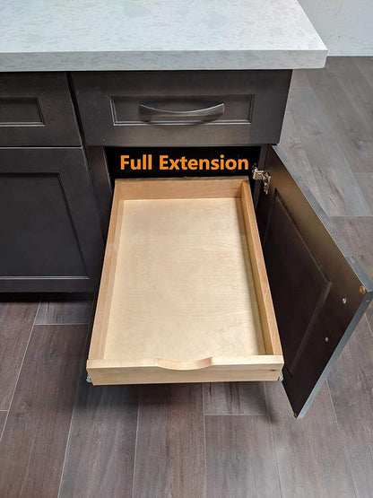 Elysian 23" Kitchen Cabinet Pull Out for 27" Cupboard, Solid Wood Build, 21" Deep Low Profile Tray, Full Extension Runners, Spacers Included for Perfect Fit