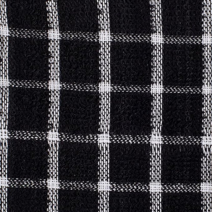 DII Basic Terry Collection Windowpane Dishcloth Set, 12x12, Black, 6 Piece