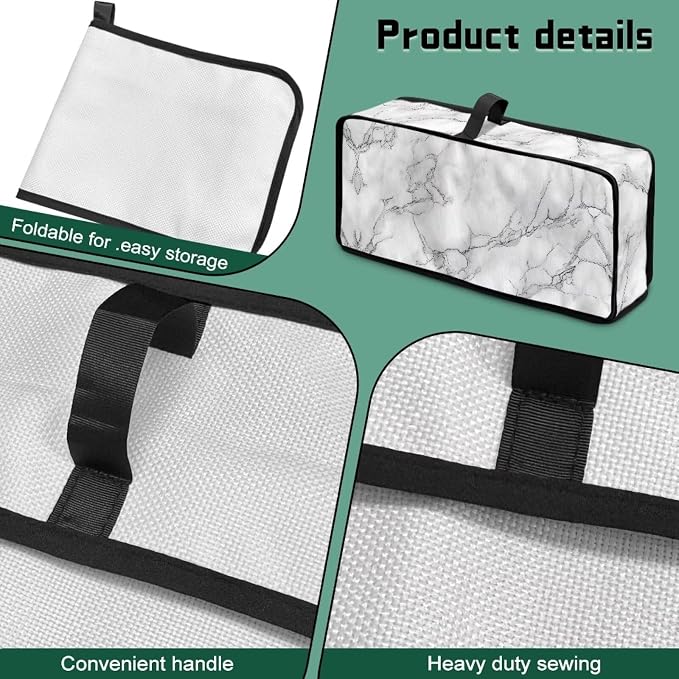 Slim 2 Slice Toaster Cover White Marble Cover for 2 Slice Slim Toaster, Water-Resistant Protective Dust Covers for Kitchen Appliances, Easy to Clean