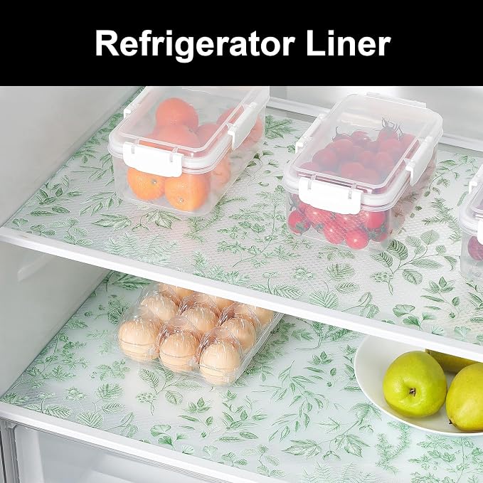 Cooyes Shelf Liners for Kitchen Cabinets Refrigerator Liners Waterproof & Oil-Proof Kitchen Cupboard Liner Drawer Mats EVA Material Non Adhesive Fridge Liner for Shelves（23.6" W x 360" L）